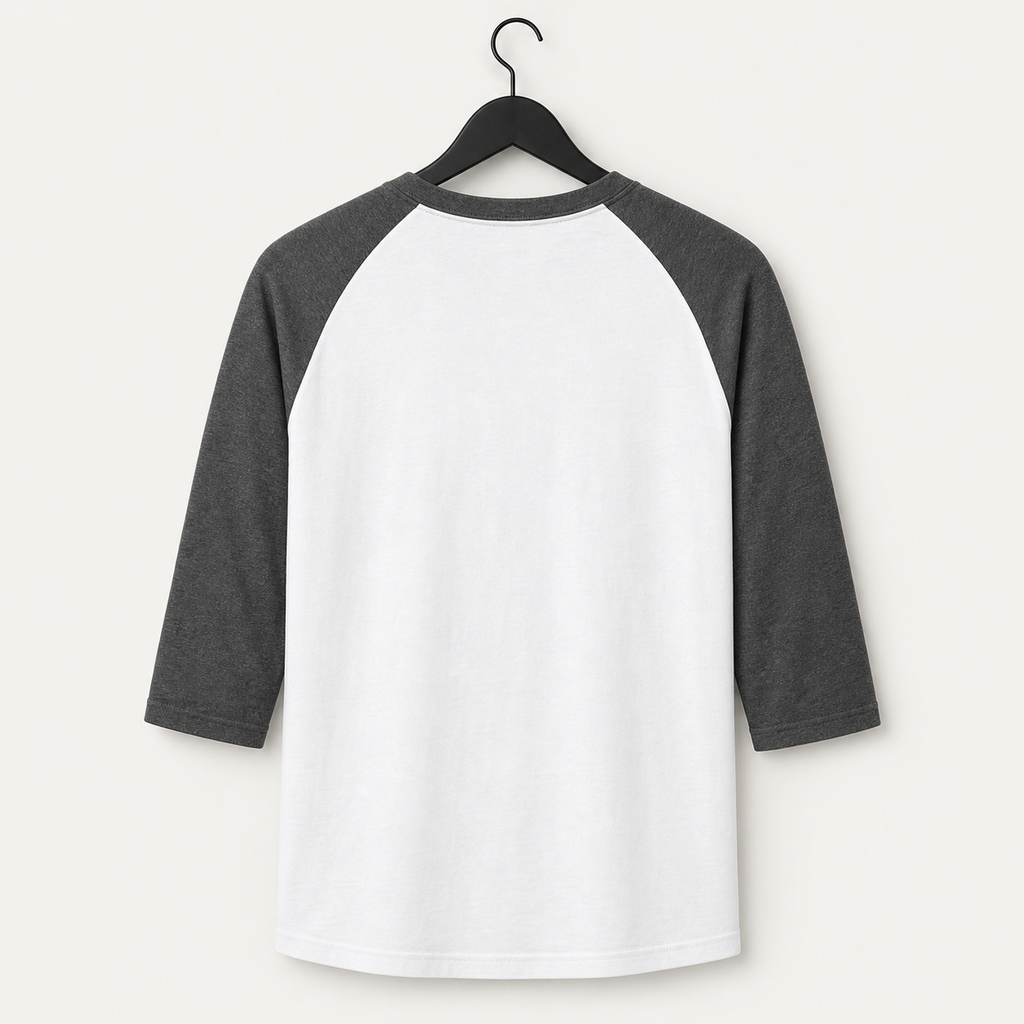 Men's Raglan Baseball Tee Shirt - Cotton Two Tone Casual Athletic Top - back view