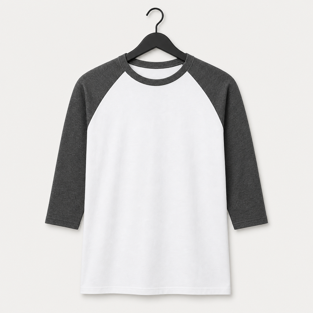 Men's Raglan Baseball Tee Shirt - Cotton Two Tone Casual Athletic Top - front view