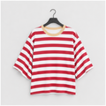 Women Striped 2026 Fashion T Shirts for Women Color Block Crewneck Design Loose Basic Tee - front view