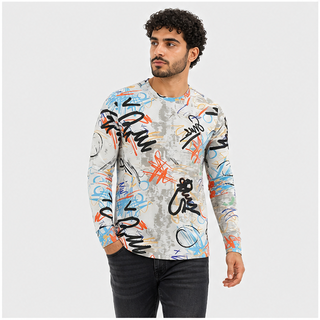 Mens Hipster Hip Hop Short Sleeve Print T-Shirt Shirts Men - model view