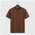 Men's T- Shirts Short Sleeve Knit Sweater Shirt Casual Crewneck Ribbed Pullover Tees - front view