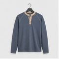 Mens Henley Shirts Long Sleeve Casual Button V Neck T-Shirt Lightweight Fashion Pullover Shirts - front view