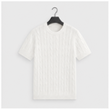 Men's T-Shirts Cable Knit Short Sleeve Tshirt Casual Textured Shirt Crewneck Tee Shirts - front view